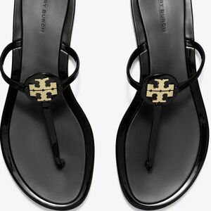 Tory Burch Mini Miller Jelly Black Sandals with Gold Logo